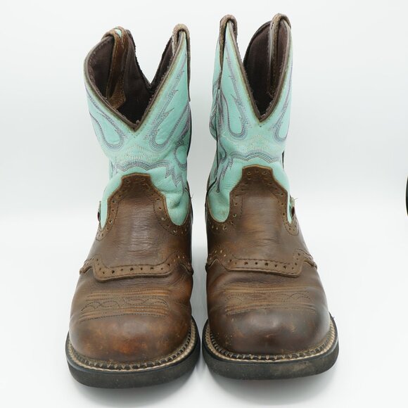 Justin Gypsy Aqua Chunky Waterproof Cowgirl Boots Women's Size 8B - Picture 6 of 10